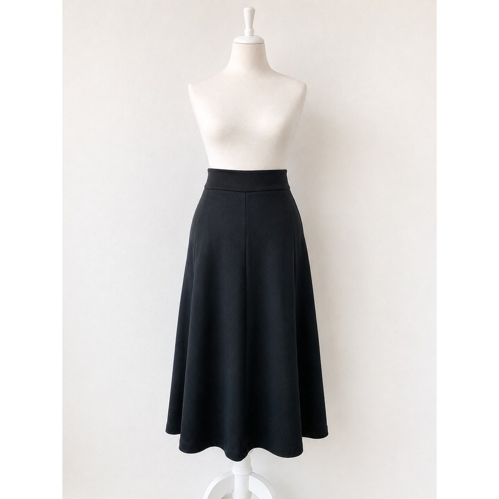 Navy‎ Blue Midi Career Skirt L 14/16 Coldwater Creek Luxury Weight Flared Knit